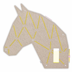 Pferde-Pinnwand zum Stecken & Pinnen aus Filz, Tierpinnwand für Kinder oder Tierliebhaber, moderne Pinnwand für Kinderzimmer PON beige-gelb