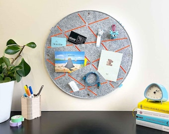 Circular pinboard with slots for pinning and inserting, felt memo board, kitchen pinboard, attractive office pinboard, home office memo board (CIR)