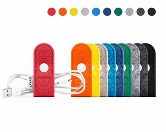 Mini cable organizer, stylish cable holder, funny cable protection, cable clutter, notebook accessories, colorful felt cable ties (OWE)