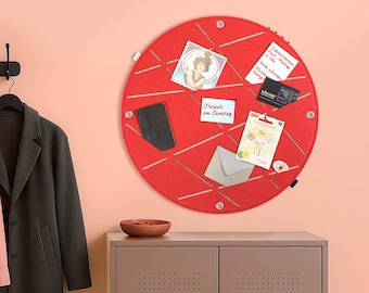 Circular pinboard with slots for pinning and inserting, felt memo board, kitchen pinboard, attractive office pinboard, home office memo board (CIR)
