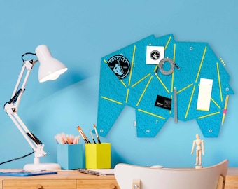 Elephant pin board for sticking & pinning made of felt, animal pin board for children or animal lovers, modern pin board for children's rooms (ELE)