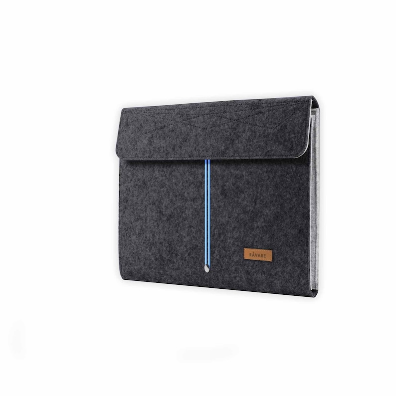 Document folder with clipboard suitable for A4 documents as well as tablet & laptop up to 13 inches, office folder made of felt in dark grey-light grey HUGGO image 6