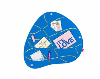 Organic pinboard with slots for pinning and sticking, felt memo board, kitchen pinboard, beautiful office pinboard, home office memo board (OKO3)