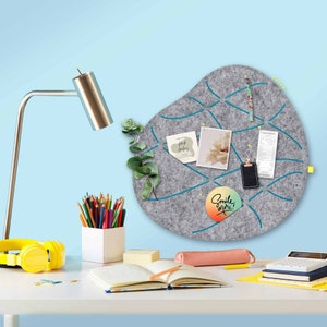 Organic pinboard with slots for pinning and sticking, felt memo board, kitchen pinboard, beautiful office pinboard, home office memo board (OKO2)
