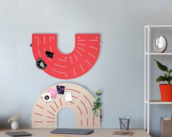 Memo board for sticking and pinning in arch shape, modern vision board for the office, cool kitchen pin board, colored pin board for children's room (BUE)