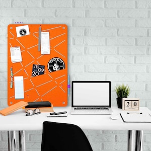 Rectangular pinboard with slots for pinning and sticking, felt memo board, kitchen pinboard, beautiful office pinboard, home office memo board (REK)