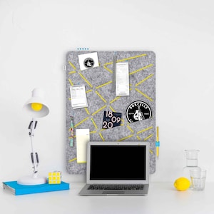Rectangular pinboard with slots for pinning and sticking, felt memo board, kitchen pinboard, beautiful office pinboard, home office memo board (REK)
