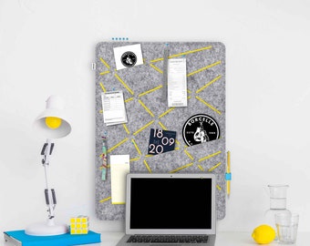 Memo board for sticking and pinning made of felt, modern vision board for the office, fashionable pin board for the kitchen, colored pin board for children's room (REK)