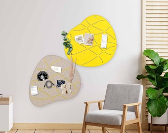 Two organic pin boards for sticking and pinning, modern vision board for the office, elegant kitchen pin board, great pin board for hallway (OKO2+3)