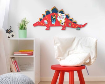 STEGOSAURUS pin board for sticking and pinning made of felt, dinosaur pin board for children or dinosaur lovers, modern pin board for children's rooms, STEGO