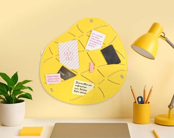 Organic pinboard with slots for pinning and sticking, felt memo board, kitchen pinboard, beautiful office pinboard, home office memo board (OKO2)