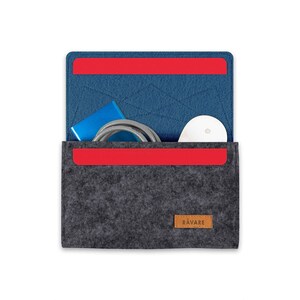 Felt cable bag for power supplies and laptop accessories in dark grey-dark blue (FEMKE)