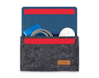 Felt cable bag for power supplies and laptop accessories in dark grey-dark blue (FEMKE)