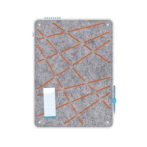 Memo board for sticking and pinning made of felt, modern vision board for the office, fashionable pin board for the kitchen, colored pin board for children's room REK hellgrau-orange