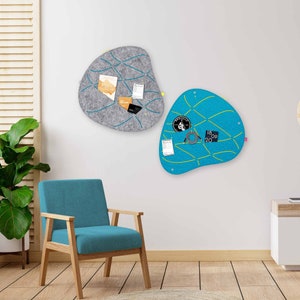 2 organic pinboards with slots for pinning and sticking, felt memo board, kitchen pinboard, office pinboard, home office memo board (OKO1+3)