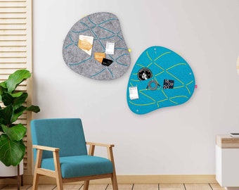 Two organic pin boards for sticking and pinning, modern vision board for the office, elegant kitchen pin board, great pin board for hallway (OKO1+3)