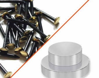 Steel nail or neodymium magnet for attaching pin boards