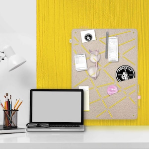 Rectangular pinboard with slots for pinning and sticking, felt memo board, kitchen pinboard, beautiful office pinboard, home office memo board (REK)