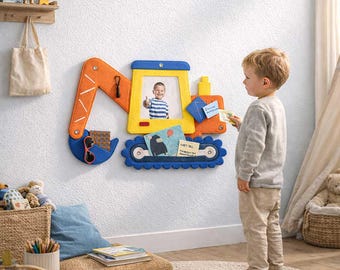 Digger-shaped felt pinboard – for piecing and pinning, perfect for a child's room