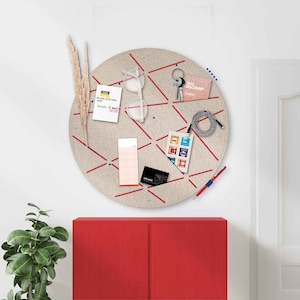Pinboard circle with slots for pinning and sticking, memo board felt, pinboard kitchen, beautiful pinboard office, memo board home office (CIR)