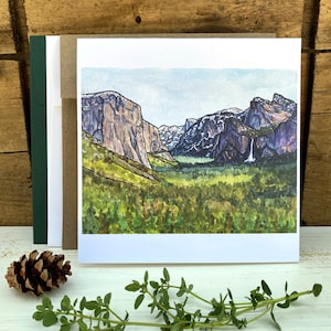Carte Yosemite, carte de voeux avec enveloppe, carte pour notes aquarelle aventure, cartes toutes occasions, carte d'art vierge, citation inspirante