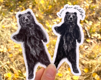 Pegatina de oso negro, pegatina impermeable de calcomanía de vinilo de oso, pegatina de ordenador portátil de oso, relleno de medias, pegatina de botella de agua, pegatina de coche, regalo de oso