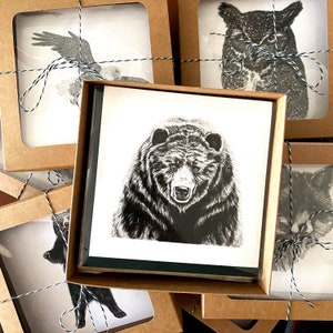 Ensemble de cartes de vœux pour la faune avec enveloppes, 6 cartes de notes assorties pour toutes les occasions Mix and match, amoureux des animaux de la nature, cartes d'art boisées vierges
