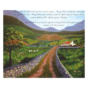 Ireland Religious art print, Irish blessing art print, May the road rise up to meet you, Religious gift, St. Patrick&#39;s Day, Ireland painting