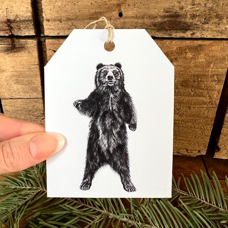 Luxury gift tags, large gift tags for all-occasions, Woodland wildlife, watercolor gift tags, bear, fox, owl gift tags, woodsy gift Hullo bear
