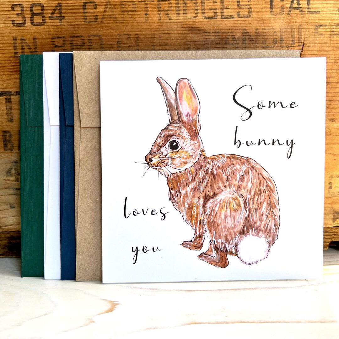 Bunny Greeting Card With Envelope, Easter Card, Valentines Day Card ...