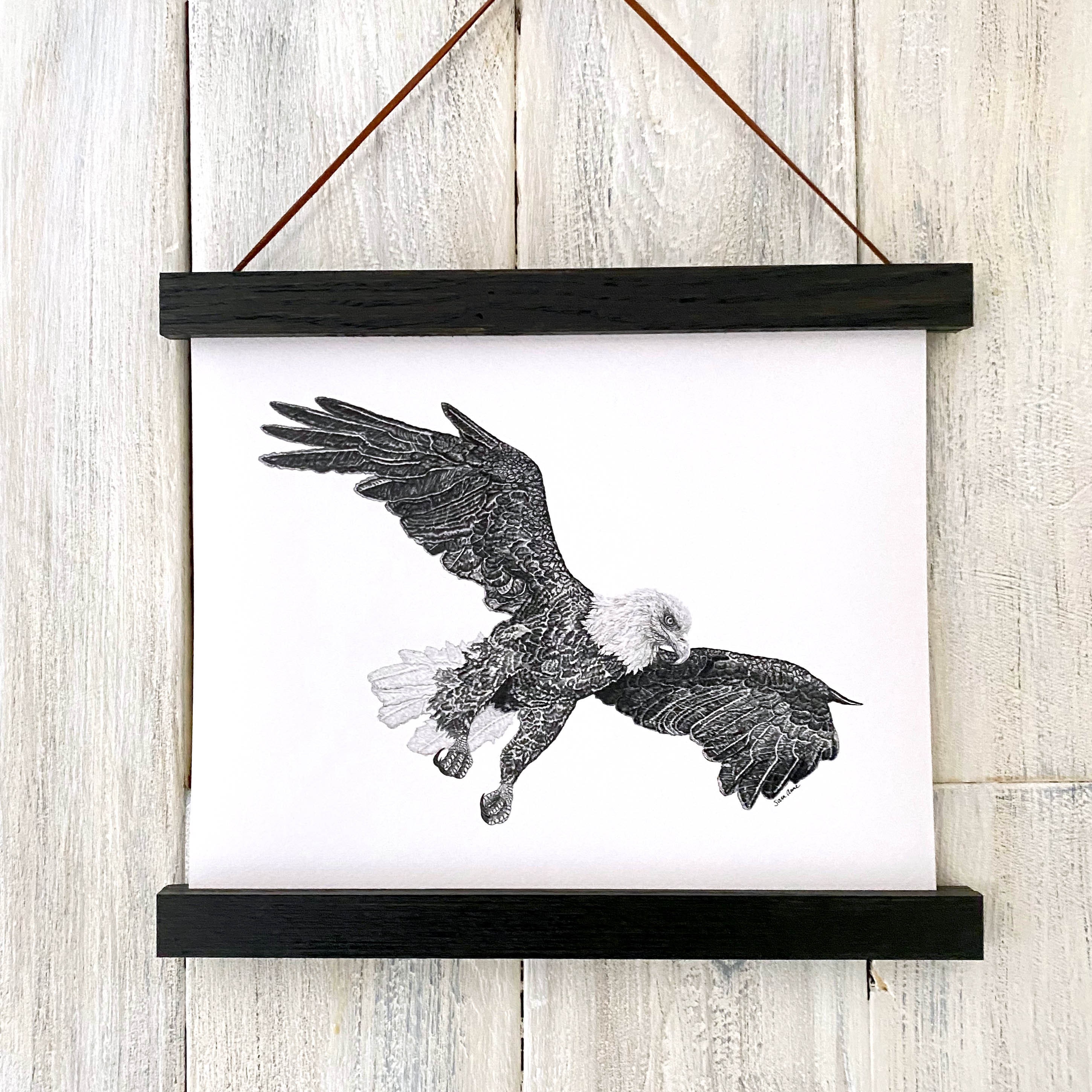Framed art Bald Eagle giclee illustration print from the Etsy