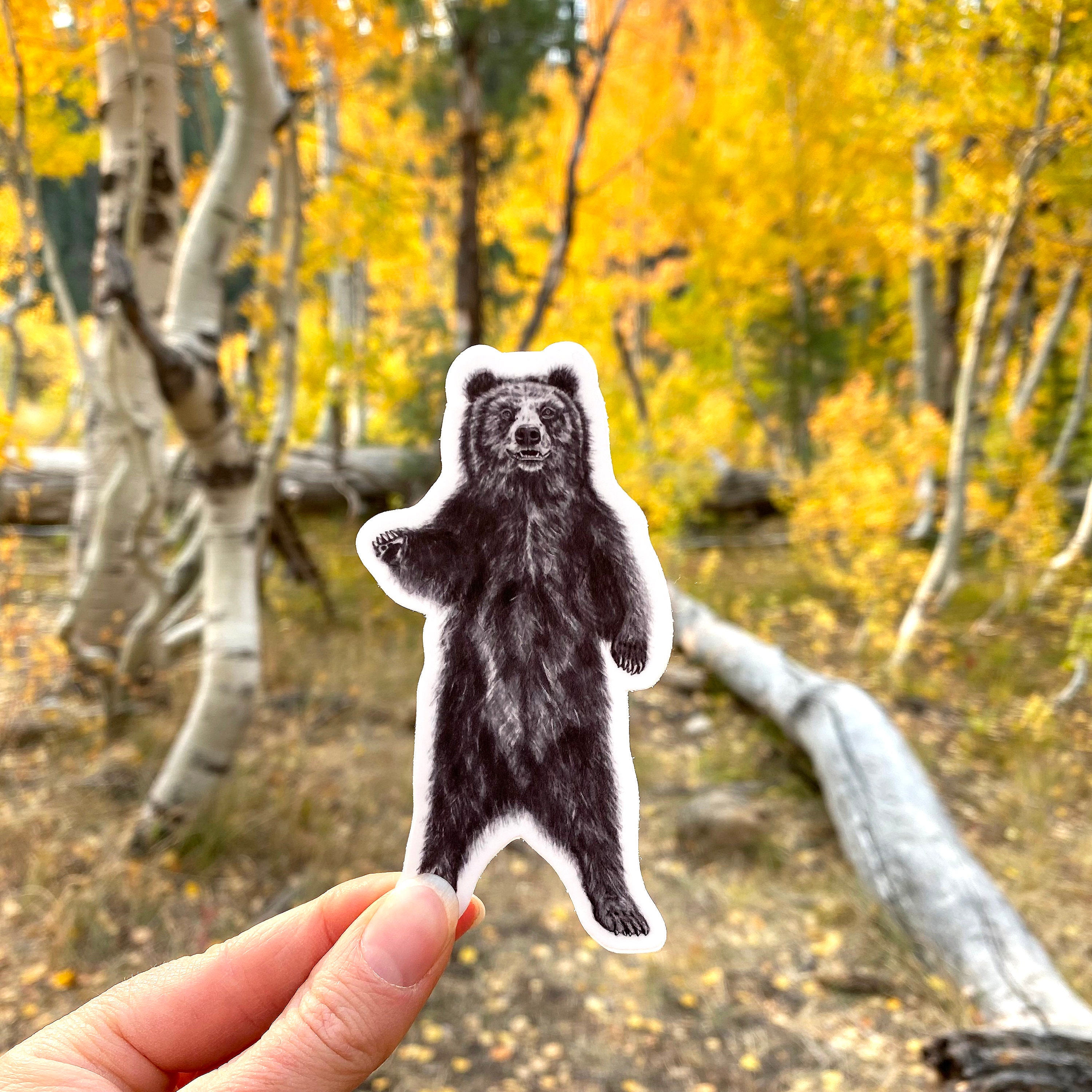 Black Bear Sticker, Bear Vinyl Decal Waterproof Sticker, Bear Laptop ...