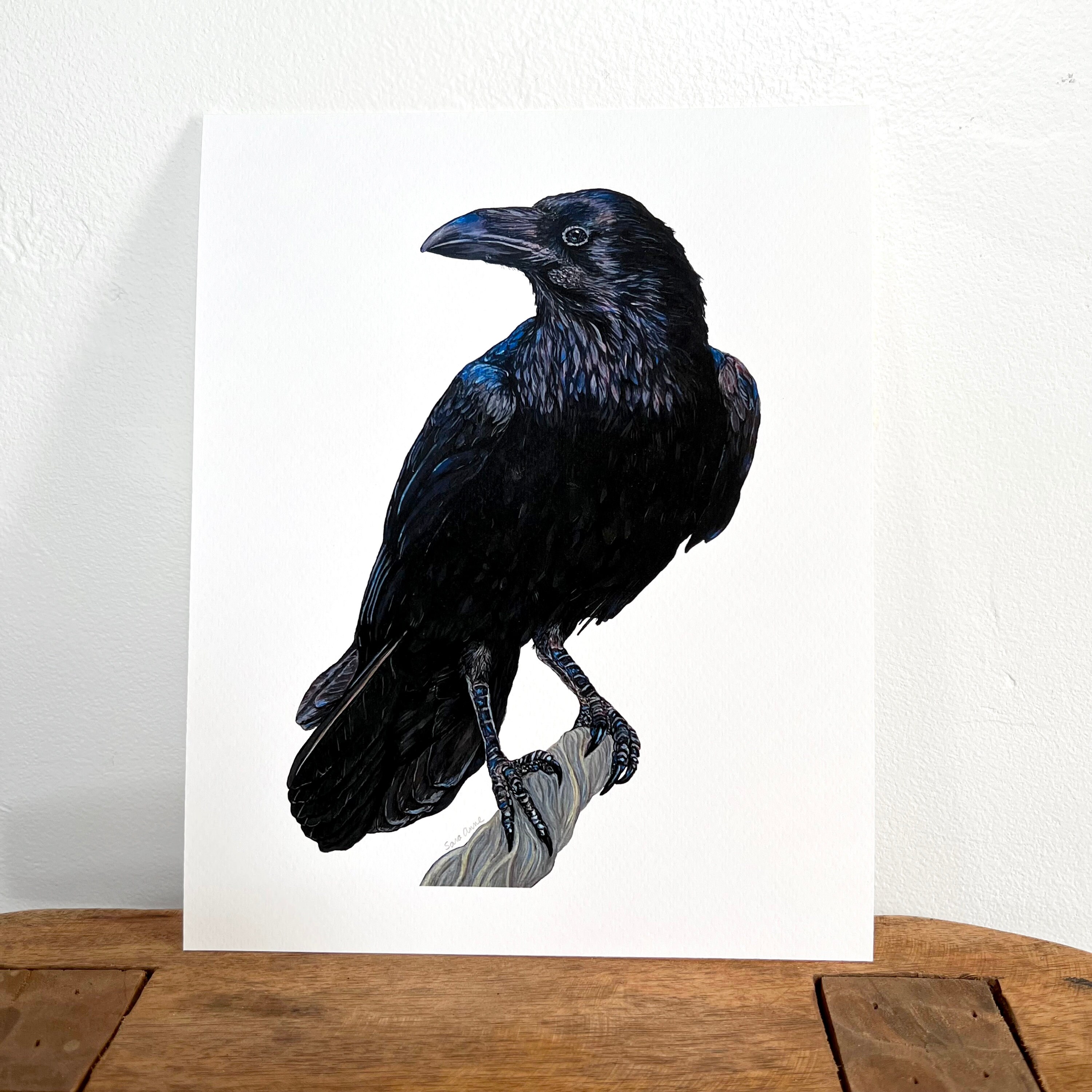 カラスの絵画、カラスのアートプリント、カラスのアート、鳥愛好家、壁
