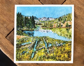 Stampa di montagna, illustrazione di montagna ad acquerello, stampa d'arte avventurosa, decorazione murale, regalo per gli amanti della natura, stampa artistica di pittura ad acquerello d'arte