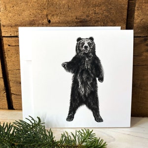 Bär Grußkarte mit Umschlag, Blankokarte für alle Gelegenheiten, Notizkarten, Tierliebhabergeschenk, Tierkunstkarte, Waldland, Natur