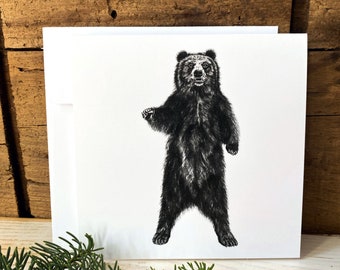 Biglietto d'auguri per orso con busta, biglietto bianco per tutte le occasioni, biglietti per appunti, regalo per gli amanti degli animali, biglietto d'arte della fauna selvatica, bosco, natura