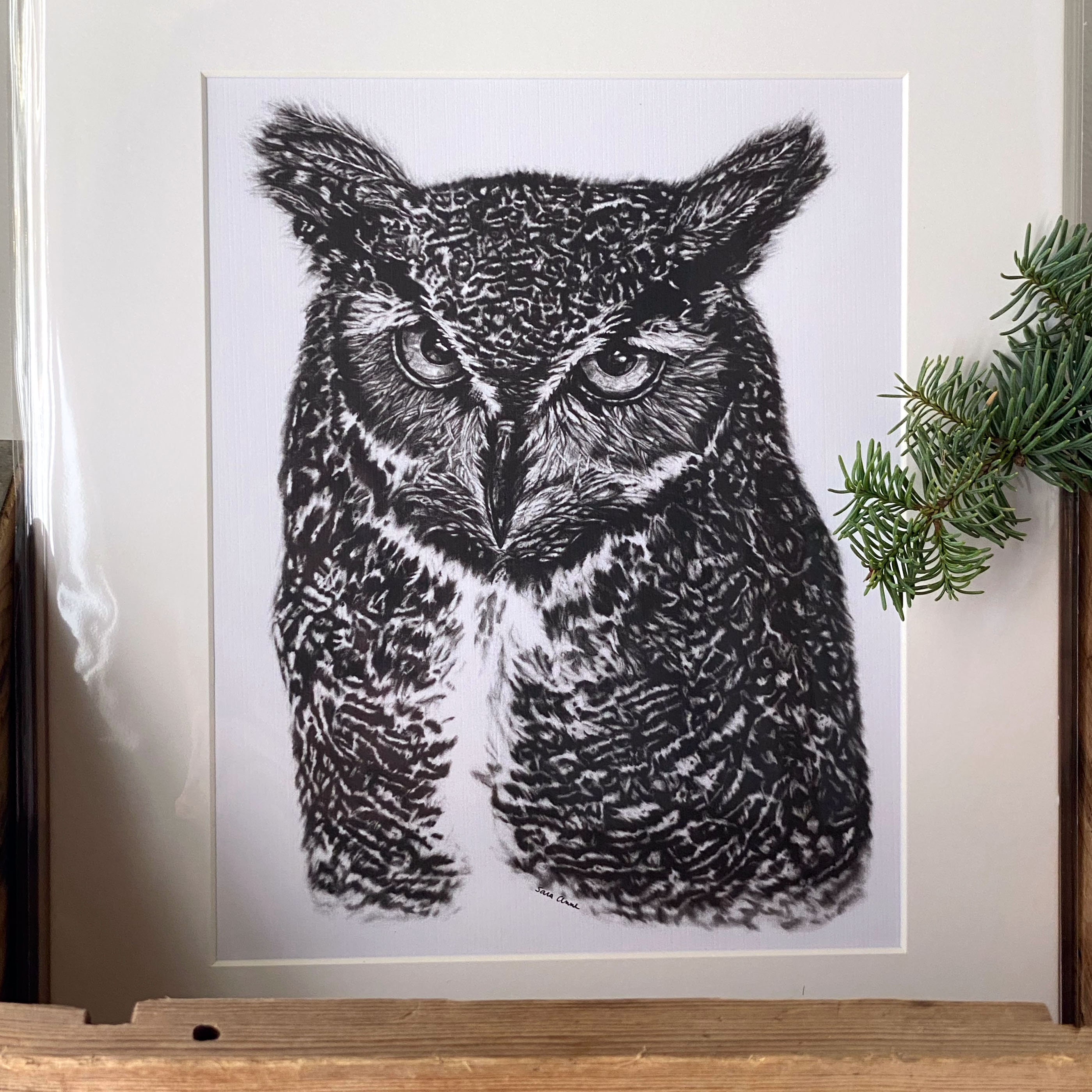 Owl wall art illustration print wildlife art owl gift nature | Etsy