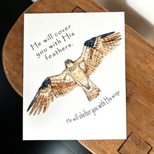 Osprey Christian art print, He will cover you with His feathers Psalm 91 4 bible verse art print, scripture wall art, Christian gift