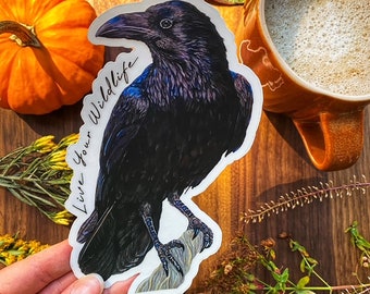 Pegatina de cuervo, pegatina de cuervo pegatina de vinilo impermeable, pegatina de portátil de pájaro lindo, relleno de medias, pegatina de botella de agua, pegatina de coche