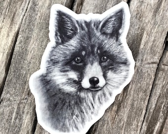 Forest fox sticker, illustrated fox decal waterproof vinyl sticker, fox laptop sticker, stocking stuffer, water bottle sticker, car sticker
