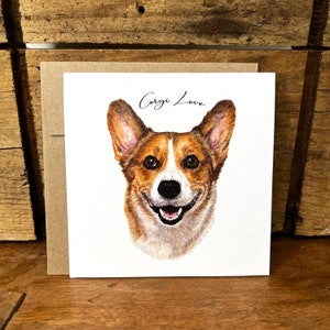 Corgis Grußkarte mit Umschlag, Corgis Hund, Corgis Liebhaber Geschenk, Corgis Karte, Aquarell Hund Notizkarte, Hundekarte, Corgis Liebe, Hundeliebhaber