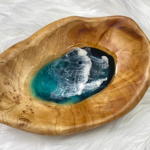 Ocean Resin Hand Carved Wood Tray/Dish