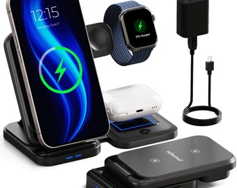 3in1 Charging Station for Multiple Devices Apple, Fast Wireless Charger for iPhone 14 13 12 11 Pro Max XS XR X 8 Plus, Apple Watch & AirPods