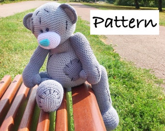 Bear TEDDY PATTERN XL size quality crochet soft toy perfect gift, extra big bear, birthday, stuffed plushie animal Easter