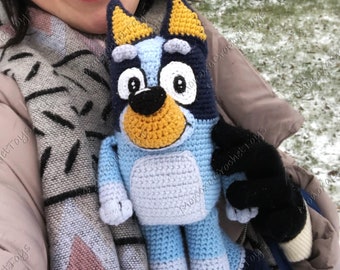 Pdf Bluey crochet pattern + 19 VIDEOS, Bluey digital crochet tutorial, DIY bluey crochet heeler dog, amigurumi dog, crochet gift, Valentine