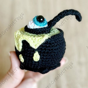 Pdf POT of POISON crochet pattern, Halloween decoration, scary soft amigurumi, photo, video tutorial, Halloween