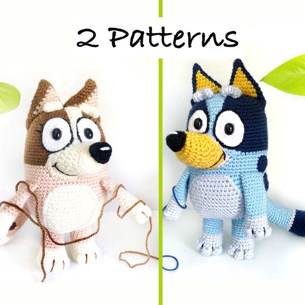 PDF Heeler SISTERS crochet patterns Australian cattle dog amigurumi crochet toy stuffed plushie, soft toy, Easter