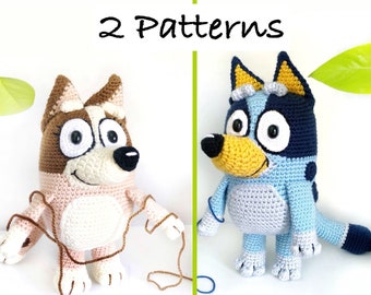 PDF Heeler SISTERS crochet patterns Australian cattle dog amigurumi crochet toy stuffed plushie, soft toy, Easter