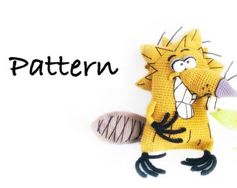 Pdf NORB crochet pattern, beaver amigurumi digital crochet tutorial, DIY crochet gift, handmade 90th, Nickelodeon show, Birthday present