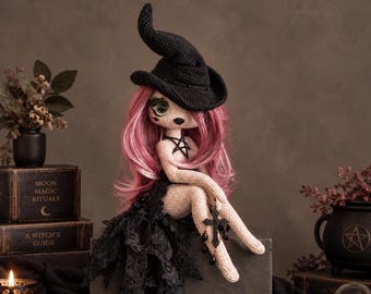 Crochet Witch Art Doll PDF Advanced Pattern with 31 Video Tutorials | Realistic Woman Doll Tutorial in English | Sexy Doll DIY Halloween